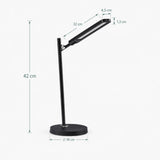 Technische Zeichnung der Schreibtischlampe Lumanova D2 mit einer Höhe von 42 cm und 18 cm Fußdurchmesser von hjh OFFICE