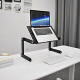 Schreibtischaufsatz VM-SA II in Schwarz mit einem Laptop auf einem weißen Schreibtisch von hjh OFFICE