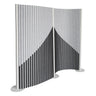 Graue Trennwand Flexmiut Wave mit plissiertem Stoff und geometrischem Muster von hjh OFFICE