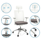 Verstellmechanismen des Profi-Bürostuhls ASPEN WHITE PRO in Grau-Weiß von hjh OFFICE