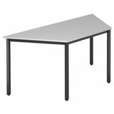 Schreibtisch DORAN DQTR D mit grauer Platte und schwarzem Vierkant-Rohrgestell von hjh OFFICE PRO