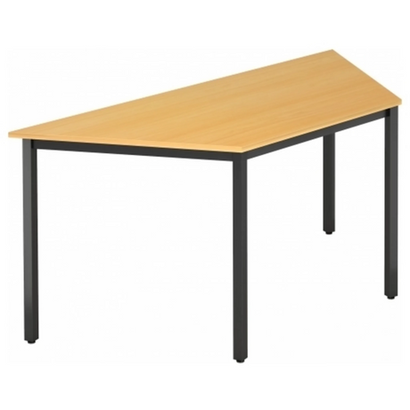 Schreibtisch DORAN DQTR D mit buchenfarbener Platte und schwarzem Vierkant-Rohrgestell von hjh OFFICE PRO