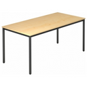 Schreibtisch DORAN DR16 D mit heller Ahornholz-Platte und schwarzen Rundrohrbeinen von hjh OFFICE PRO