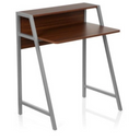 Schreibtisch DUMONT in Walnuss-Optik mit grauen Metallbeinen und Aufsatz von hjh OFFICE
