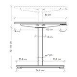Maßzeichnung des höhenverstellbaren Schreibtischs XMST 22 G mit einer Höhe von 72 bis 119 cm von hjh OFFICE PRO