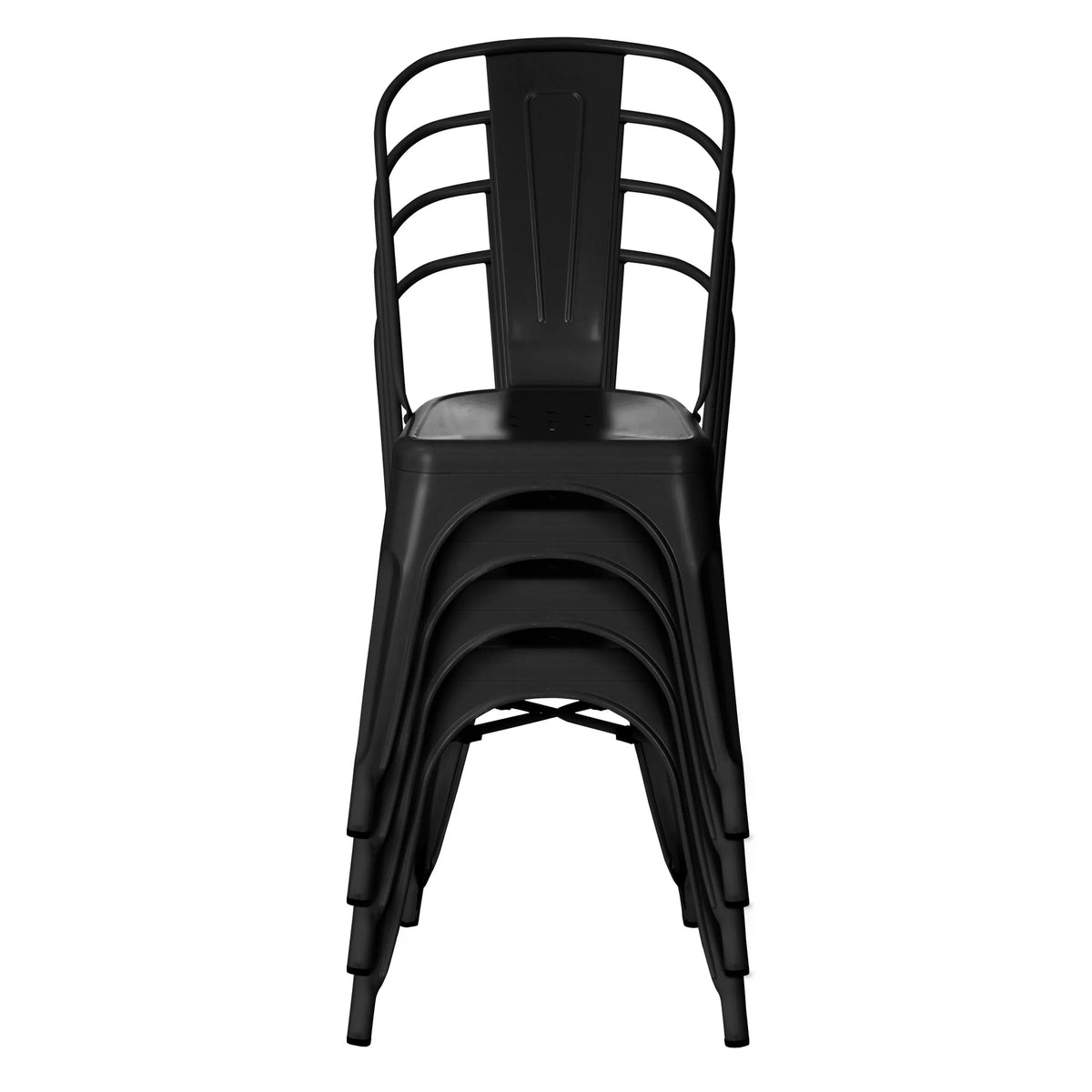 Stapelbare schwarze Bistrostühle VANTAGGIO BRUSH mit Sprossenlehne von hjh OFFICE