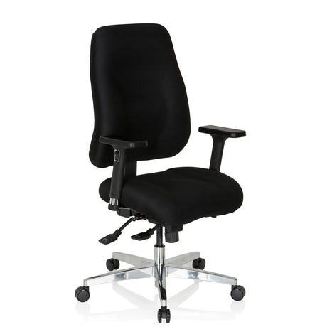 Schwarzer Profi-Bürostuhl ZENIT COMFORT mit Armlehnen und glänzendem Fußkreuz von hjh OFFICE