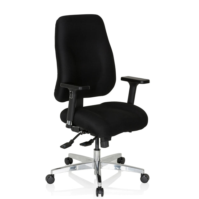 Schwarzer Profi-Bürostuhl ZENIT COMFORT mit Armlehnen und glänzendem Fußkreuz von hjh OFFICE