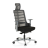 High-End-Bürostuhl SKARIF in Schwarz und Grau mit Netzrückenlehne und Kopfstütze von hjh OFFICE