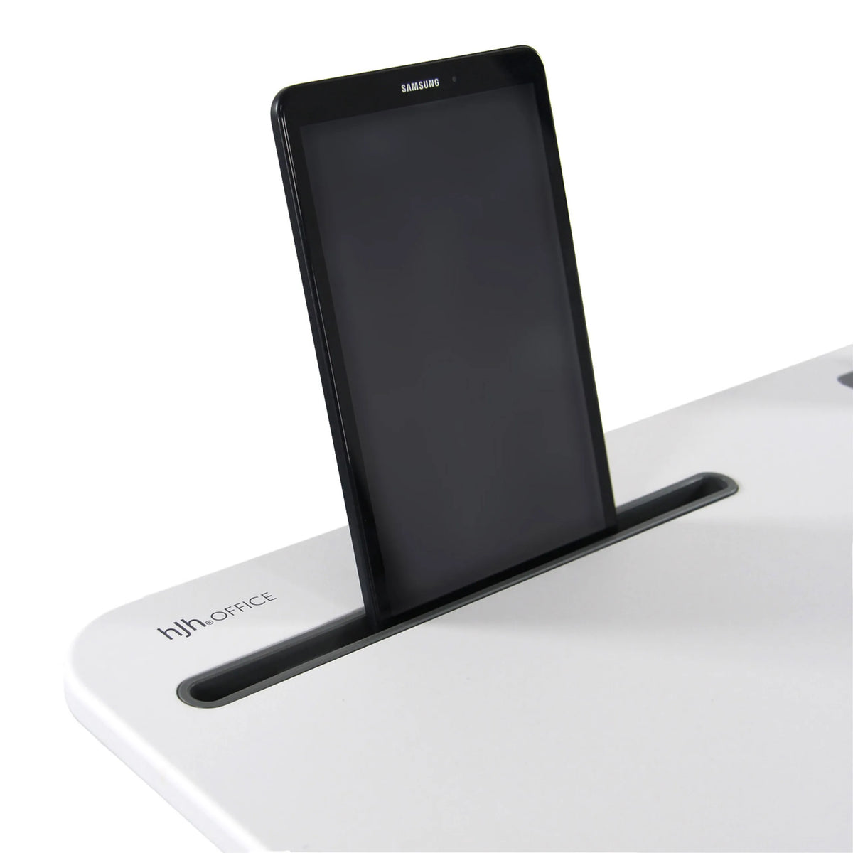 Tablet-Halterung in der Tischplatte des Stehschreibtisches STAND VM-SU I von hjh OFFICE