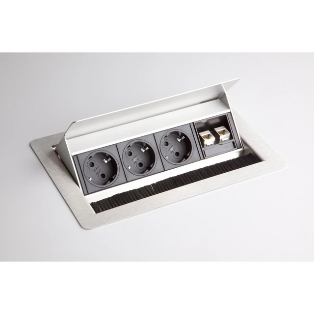 ELDATA1 | Steckdosenleiste (inkl. Fräsung) | 3 x Steckdose | 2 x RJ45 - Zubehör - buerostuhl24