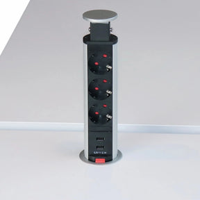 ELDO601 | Steckdosentower (inkl. Fräsung) | 3 x Steckdose | 2 x USB - Zubehör - buerostuhl24