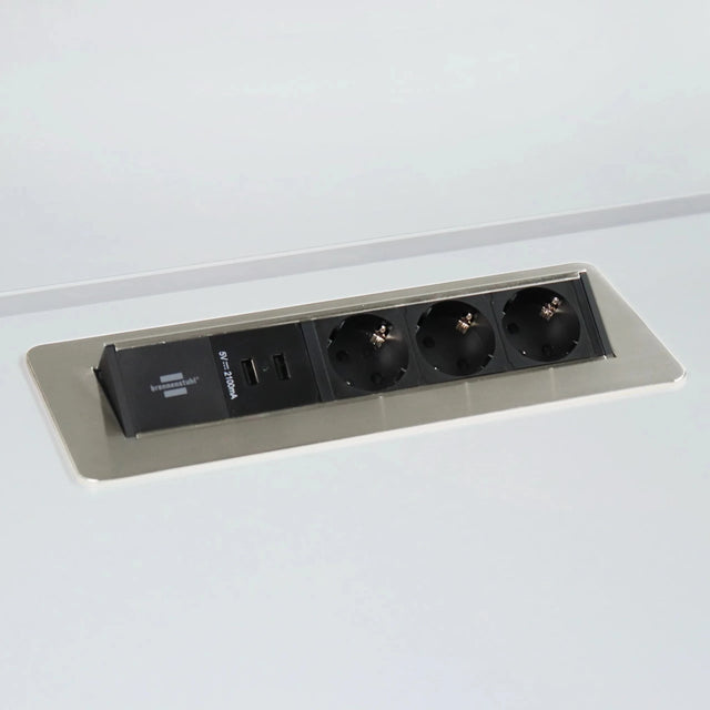 ELDUSB0 | Steckdosenleiste (ohne Fräsung) | 3 x Steckdose | 2 x USB - Zubehör - buerostuhl24