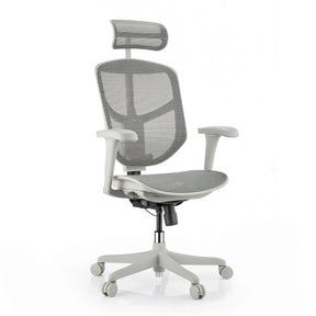 Bürostuhl Enjoy Eco MB in Grau mit Netzbezug, Kopfstütze und fünf Rollen von hjh OFFICE