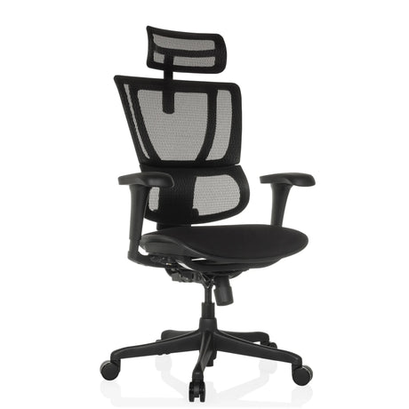 Luxus-Chefsessel ERGOHUMAN SLIM ECO F GEN2 mit schwarzem Netzbezug, Kopfstütze und Armlehnen von hjh OFFICE