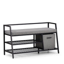 Schuhschrank Estha Loft in Schwarz und Grau mit Sitzpolster und Aufbewahrungsbox von hjh LIVING