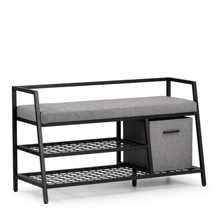 Schuhschrank Estha Loft in Schwarz und Grau mit Sitzpolster und Aufbewahrungsbox von hjh LIVING