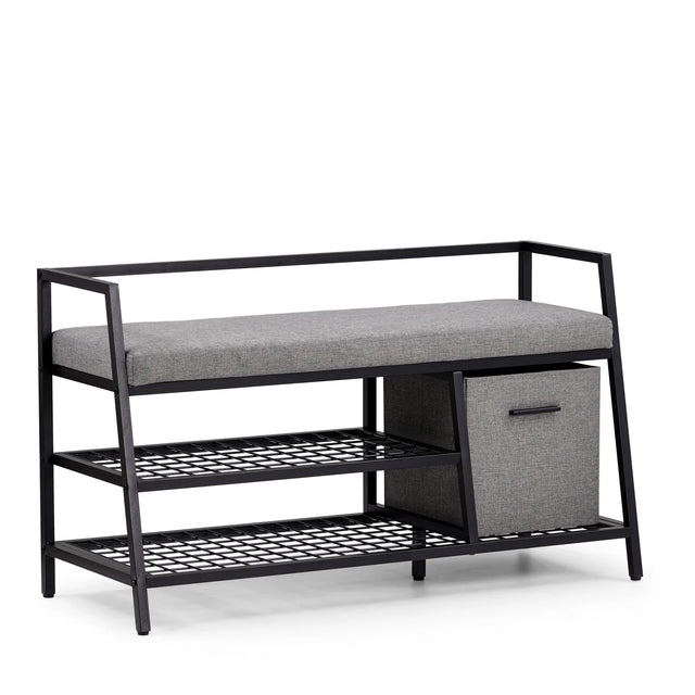 Schuhschrank Estha Loft in Schwarz und Grau mit Sitzpolster und Aufbewahrungsbox von hjh LIVING