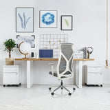 Grauer Profi-Bürostuhl AZURRO WHITE mit Netzrückenlehne und Armlehnen von hjh OFFICE