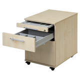 System Rollcontainer SIGNA AC20 in Asteiche mit zwei ausgezogenen Schubladen und Bügelgriffen von hjh OFFICE PRO