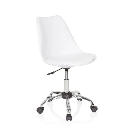Homeoffice-Bürostuhl FANCY PRO in Weiß mit geschwungener Sitzschale und Chromgestell von hjh OFFICE