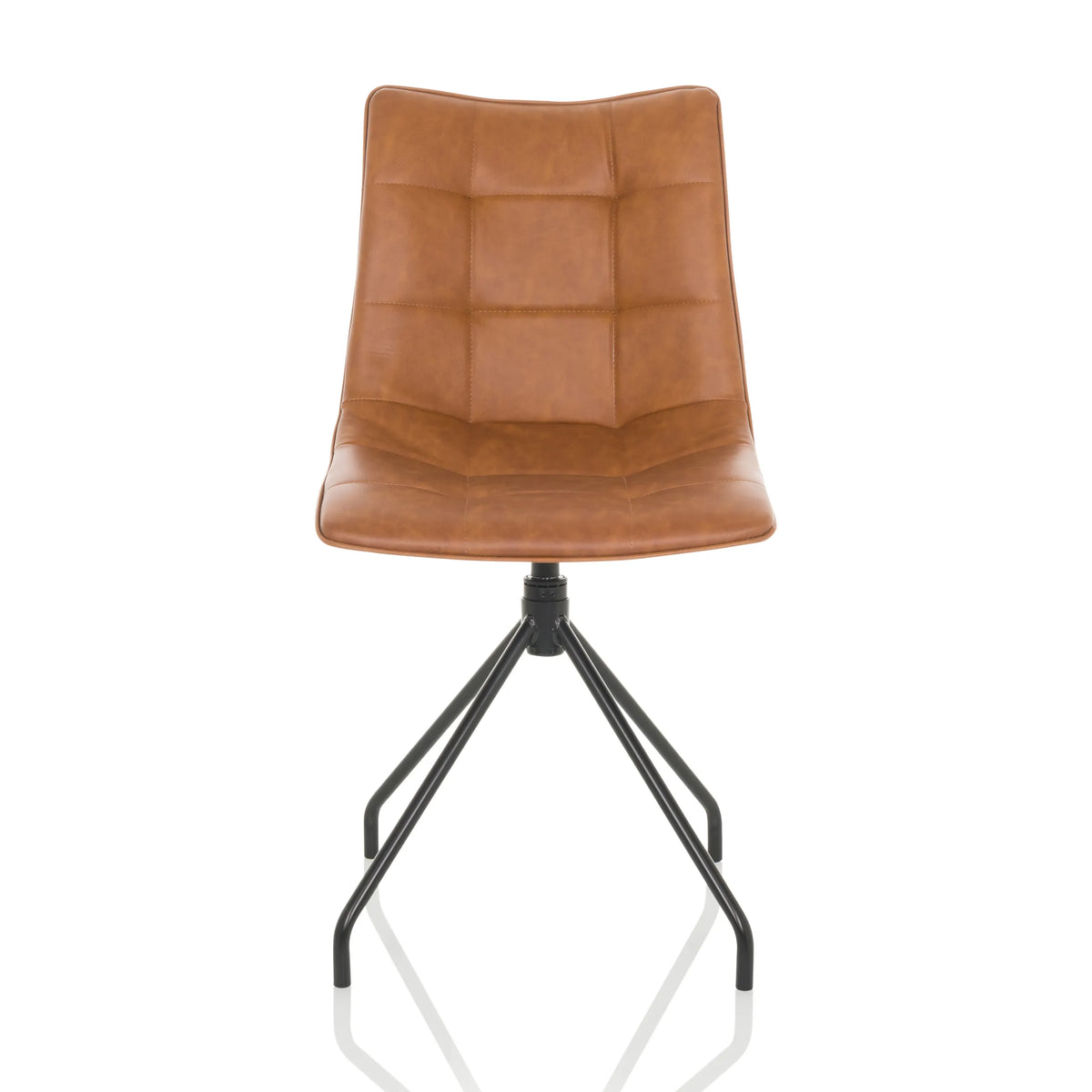 Brauner Polsterstuhl TARVISO PU mit Steppung und vierfußigem Gestell von hjh OFFICE – 360-Grad-Ansicht (Frontansicht 0°)