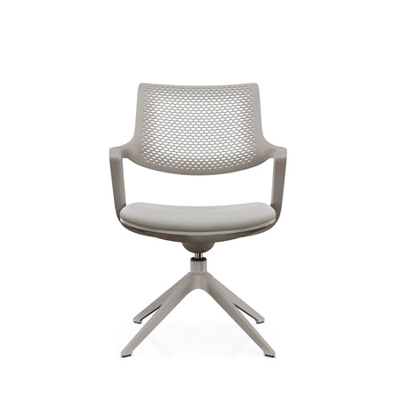 Taupefarbener Besucherstuhl FLEX CHAIR V mit netzartiger Rückenlehne und vierfußigem Sternfuß von Bosen Europe