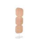 Beige Trennwand FLEXMIUT W mit drei abgerundeten Holzelementen auf weißem Standfuß von hjh OFFICE