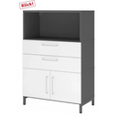 Aktenschrank FlexWall in Graphit und Weiß mit zwei Schubladen, Schranktüren und offenem Fach von hjh OFFICE PRO