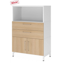 Sideboard FlexWall in Weiß und Eiche mit zwei Schubladen, einem Fach und einem Schrank von hjh OFFICE PRO