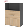 Sideboard FlexWall in Graphit und Eiche mit zwei Schubladen, einem Fach und zwei Türen von hjh OFFICE PRO