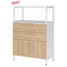 Sideboard FlexWall in Weiß und Eiche mit zwei Schubladen, zwei Türen und weißem Aufsatzrahmen von hjh OFFICE PRO