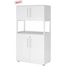 Weißer Aktenschrank FlexWall mit zwei Türen, offenem Regalfach und Stellfüßen von hjh OFFICE PRO