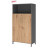 Aktenschrank FlexWall in Graphit und Asteiche mit zwei Türen und offenem Fach von hjh OFFICE PRO