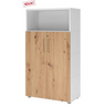 Aktenschrank FlexWall in Weiß und Asteiche mit zwei Türen und offenem Fach von hjh OFFICE PRO