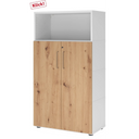 Aktenschrank FlexWall in Weiß und Asteiche mit zwei Türen und offenem Fach von hjh OFFICE PRO
