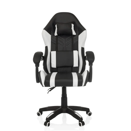 Gamingstuhl GAMEBREAKER W02 in Schwarz-Weiß mit Nacken- und Lendenkissen sowie Rollen von MyBuero