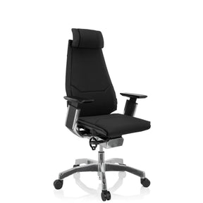 High-End-Bürostuhl GENIDIA PRO mit schwarzem Stoffbezug und poliertem Fußkreuz von hjh OFFICE