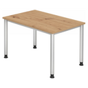 Höhenverstellbarer Schreibtisch HILO 12 S in Asteiche mit silbernen Tischbeinen von hjh OFFICE PRO