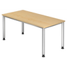 Höhenverstellbarer Schreibtisch HILO 16 S mit Ahornholz-Platte und silbernen Beinen von hjh OFFICE PRO
