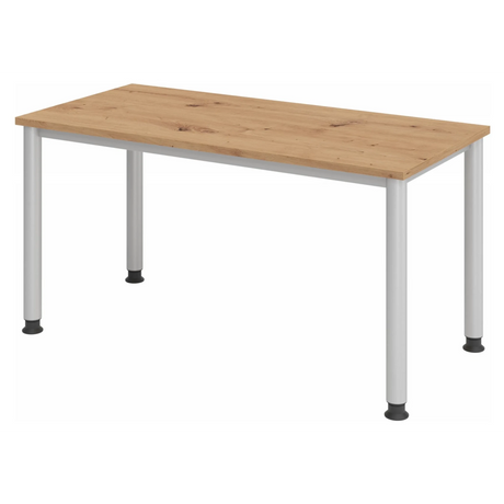 Höhenverstellbarer Schreibtisch HILO 614 S in Asteiche mit silbernen Beinen von hjh OFFICE PRO