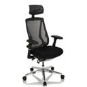 High-End-Bürostuhl INSPERO in Schwarz mit Netzrückenlehne, Kopfstütze und Fußkreuz aus Chrom von hjh OFFICE