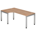 L-förmiger Schreibtisch JAVA 82 S in Nussbaum-Optik mit silbernem Gestell von hjh OFFICE PRO