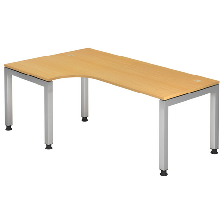 L-förmiger Schreibtisch JAVA 82 S in Buche-Optik mit silbernen Metallbeinen von hjh OFFICE PRO