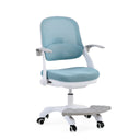 Kinderdrehstuhl Kiddy Smart Step in Blau mit weißem Gestell und integrierter Fußstütze von hjh OFFICE