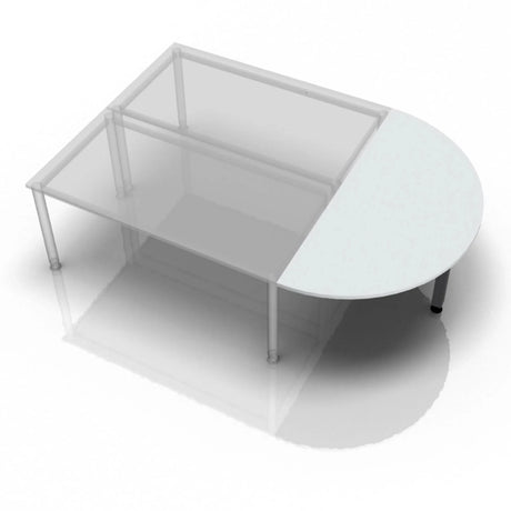 Grauer Ansatztisch LA60 G / LA80 G / LA160 G mit halbkreisförmiger Tischplatte und Metallbeinen von hjh OFFICE PRO