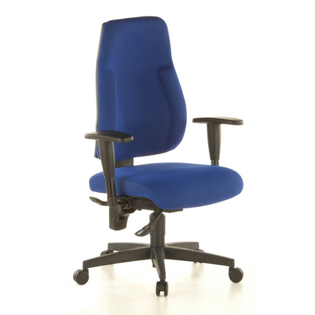 Profi-Bürostuhl LADY SITNESS C K2 mit blauem Stoffbezug und schwarzen Armlehnen von Topstar