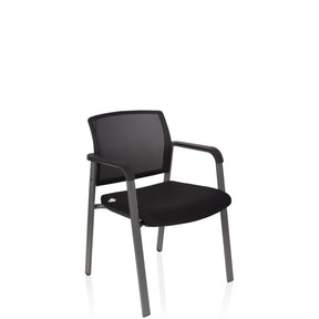 Schwarzer Vierfußstuhl MEET mit Netzrückenlehne und Armlehnen von hjh OFFICE