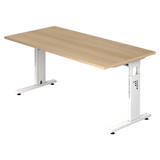 Höhenverstellbarer Schreibtisch MEGA 16 W in Eiche und Weiß mit T-Füßen von hjh OFFICE PRO