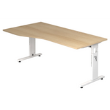 Höhenverstellbarer Schreibtisch MEGA 18 W in Eiche-Optik mit weißem Gestell von hjh OFFICE PRO